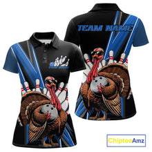 Load image into Gallery viewer, Black And Blue Custom Funny Turkey Bowling Women Shirts, Bowling League Team Shirt IPHW10804