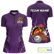 Load image into Gallery viewer, Purple Custom Funny Turkey Bowling Jerseys, Bowling Team League Shirt Women Outfit IPHW10811