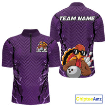 Load image into Gallery viewer, Purple Custom Funny Turkey Bowling Jerseys, Bowling Team League Shirt Men Bowlers Outfit IPHW10811