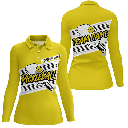 Personalized Women's Pickleball Polo Shirts, Pickleball Tournament Shirts For Team | Yellow IPHW6706
