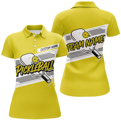 Personalized Women's Pickleball Polo Shirts, Pickleball Tournament Shirts For Team | Yellow IPHW6706