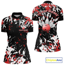 Load image into Gallery viewer, Custom Black, Red And White Camo Women Bowling League Shirt, Bowlers Jerseys Outfits IPHW10619