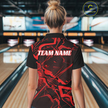 Load image into Gallery viewer, Back view of a black and red quarter-zip displaying a modern cracked geometric pattern and bold linework.