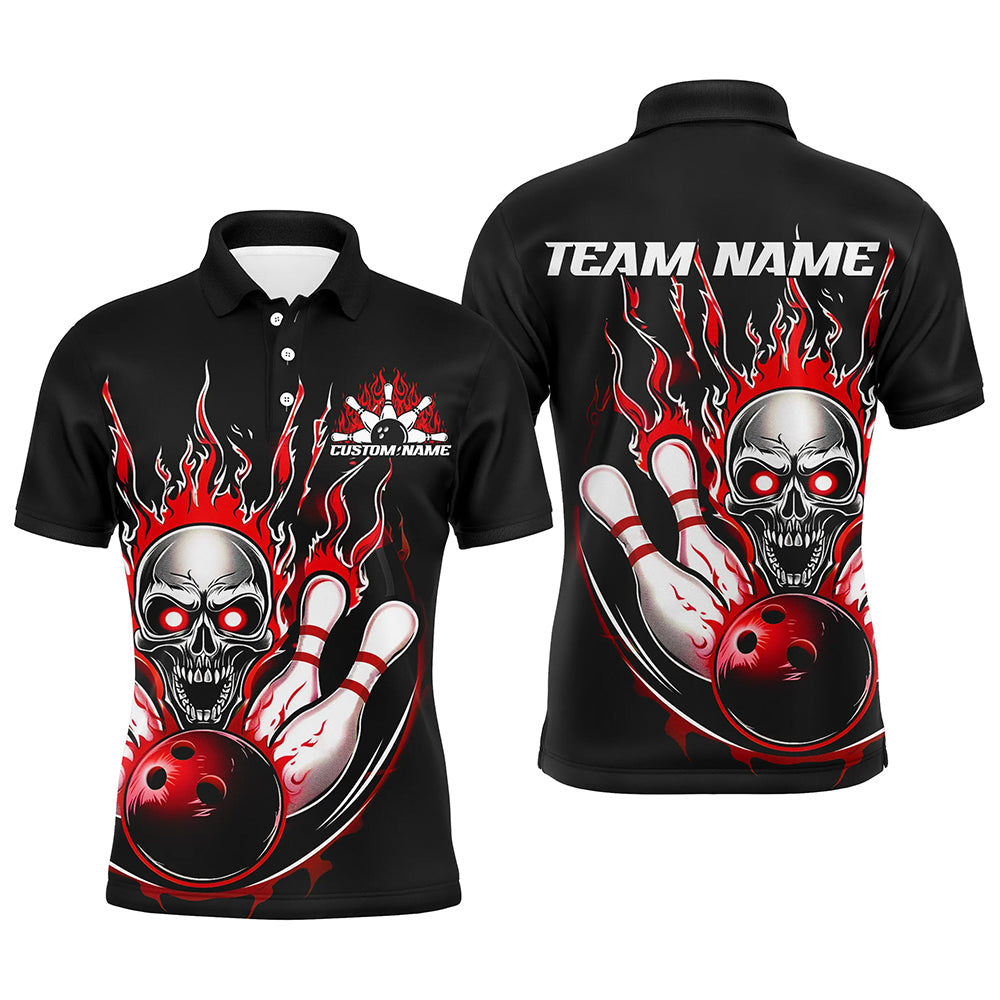 Custom Multi-Color Flame Skull Bowling Team Shirts For Men And Women, Flaming Bowling Jerseys Bowlers Outfit IPHW6555