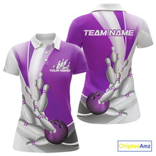 Load image into Gallery viewer, Custom Purple Bowling Polo Shirts For Women, Bowling Team Shirt Bowlers Outfit IPHW9231