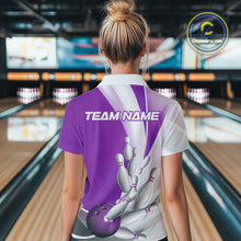 Load image into Gallery viewer, Custom Purple Bowling Quarter-Zip Shirts For Women, Bowling Team Shirt Bowlers Outfit IPHW9231