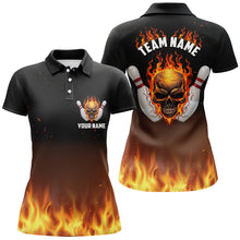 Load image into Gallery viewer, Personalized Women Bowling Shirts, Flame Skull Team Bowling Jerseys For Bowling Players IPHW5159