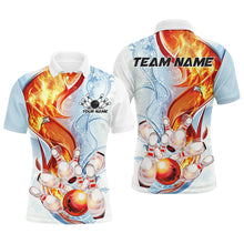 Load image into Gallery viewer, Water And Fire Custom Striking Bowling Shirts For Men, Flame Bowling Team Shirt Bowler Outfit IPHW7591