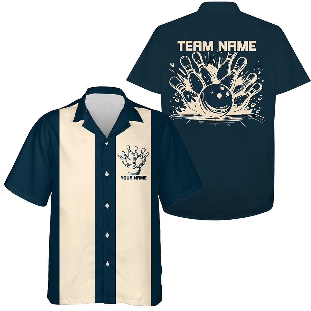 Custom Green Striking Bowling Hawaiian Shirts For Kid, Classic Vintage Bowling Shirts IPHW8282