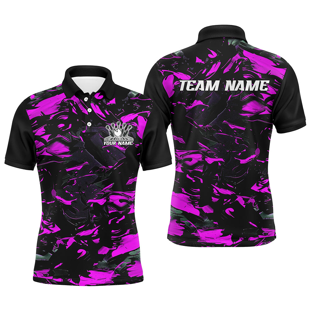 Custom Multi-Color Camo Bowling Team Shirt For Men And Women, Bowling Tournament Bowling League Outfit For Bowler IPHW6568