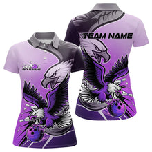 Load image into Gallery viewer, Custom Eagle Bowling Jerseys With Names, Purple Eagle Bowling League Women Polo Shirts IPHW8763