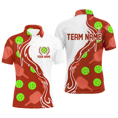 Custom Christmas Pickleball Shirts For Men, Red And Green Casual Pickleball Polo Tops IPHW5535