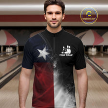 Load image into Gallery viewer, Custom Smoke Texas Flag Bowling Men Team Shirts, Patriotic Texas Bowling Jerseys IPHW10625