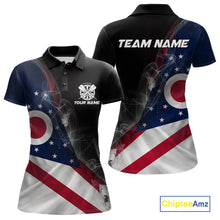 Load image into Gallery viewer, Custom Smoke Flame Ohio Flag Patriotic Darts Shirt For Women, Dart League Team Jerseys IPHW10632