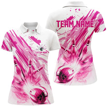 Load image into Gallery viewer, Pink Bowling Strike Custom Bowling Polo/ Quarter Zip Team Shirts, Women Bowling Outfit IPHW6261