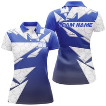 Load image into Gallery viewer, Custom Blue Bowling Team Shirts For Women, Bowling Ball Pattern Bowlers Outfits IPHW6271