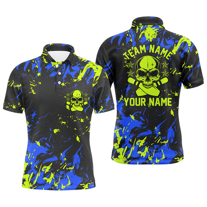 Custom Bowling Jerseys For Men, Personalized Skull Bowling Team Shirts Bowling Pin IPHW5182