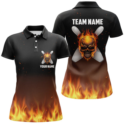 Flame Women's Custom Bowling Shirts, Personalized Team Bowlers Jersey Short Sleeves IPHW5187