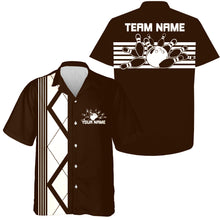 Load image into Gallery viewer, Custom Retro Bowling Button Up Shirt , Vintage Striped Bowling Team Hawaiian Shirt IPHW10071