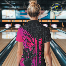 Load image into Gallery viewer, Custom Black And Pink Purple Flame Bowling Women Quarter-Zip Shirt, Bowling Pattern Shirt IPHW9272