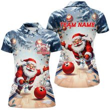 Load image into Gallery viewer, Funny Santa Playing Bowling Custom Christmas Ladies Bowling Shirt, Christmas Bowlers Outfit IPHW7845