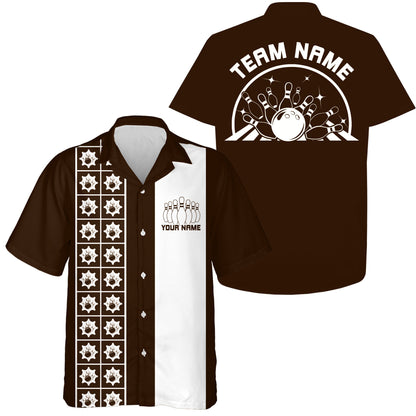 Custom Retro Style Bowling Button Up Shirt, Vintage Bowling Hawaiian Team Shirt IPHW10080