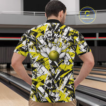 Load image into Gallery viewer, Custom Graffity Yellow Camo Bowling Team Men Quarter-Zip Shirts, Camouflage Bowling Jerseys IPHW10217