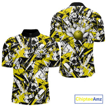 Load image into Gallery viewer, Custom Graffity Yellow Camo Bowling Team Men Quarter-Zip Shirts, Camouflage Bowling Jerseys IPHW10217