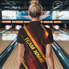 Load image into Gallery viewer, Custom Red And Gold Bowling Tournament Shirts For Women With Name, Bowler Outfit IPHW10645