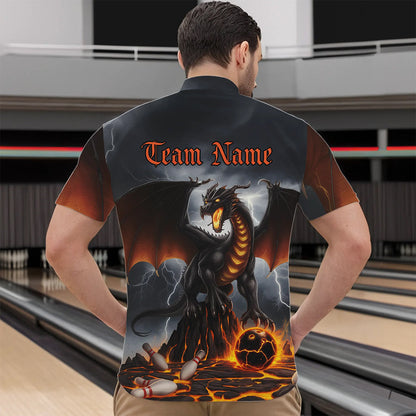 Custom Thunder Lightning Dragon Bowling Quarter-Zip Shirts For Men,Dragon Bowling Team Shirt IPHW8300