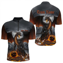 Load image into Gallery viewer, Custom Thunder Lightning Dragon Bowling Quarter-Zip Shirts For Men,Dragon Bowling Team Shirt IPHW8300