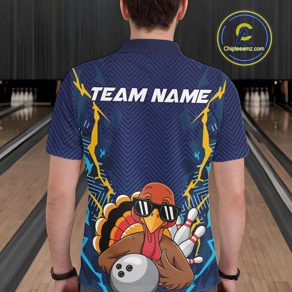 Custom Funny Turkey Bowling Team Shirts For Men, Thanksgiving Bowling Uniform Bowler Outfit IPHW7872