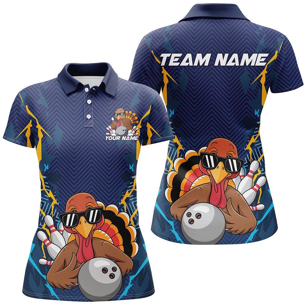 Custom Funny Turkey Bowling Team Shirts For Women, Thanksgiving Bowling Uniform Outfit IPHW7872