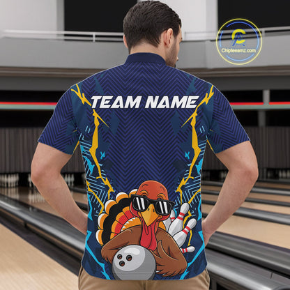 Custom Funny Turkey Bowling Team Shirts For Men, Thanksgiving Bowling Uniform Bowler Outfit IPHW7872