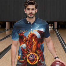 Load image into Gallery viewer, Custom Blue Thunder Lightning Flame Dragon Bowling Polo Team Shirts For Men IPHW8306
