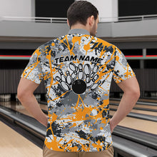 Load image into Gallery viewer, Custom Yellow Splatter Bowling Team Quarter-Zip Shirts For Men, Bowling Tournament Shirts IPHW8308