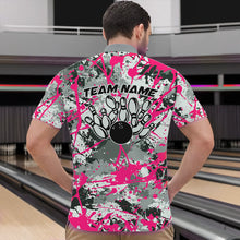 Load image into Gallery viewer, Custom Pink Splatter Bowling Team Quarter-Zip Shirts For Men, Bowling Tournament Shirts IPHW8309