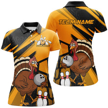 Load image into Gallery viewer, Custom Black And Yellow Turkey Bowling Shirts For Women, Thanksgiving Bowling Team Outfits IPHW7886