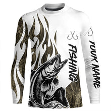 Load image into Gallery viewer, Walleye Fishing Camo Tattoo Custom Long Sleeve Fishing Shirts, Walleye Tournament Fishing Shirt IPHW6036