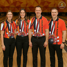 Load image into Gallery viewer, Custom Funny Turkey Bowling Shirts For Men, Orange Thanksgiving Bowling Shirt Team Uniform IPHW7659
