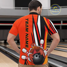 Load image into Gallery viewer, Custom Funny Turkey Bowling Shirts For Men, Orange Thanksgiving Bowling Shirt Team Uniform IPHW7659