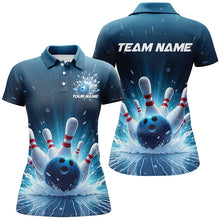 Load image into Gallery viewer, Custom Blue Icy Bowling Shirts For Women, Icy Crystaline Bowling Team Shirt Bowler Outfits IPHW7893