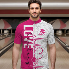 Load image into Gallery viewer, White And Pink Custom Love Bowling Quarter-Zip Shirts For Men, Valentines Couple Bowling Jerseys IPHW8325