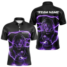 Load image into Gallery viewer, Custom Black And Purple Thunder Lightning Lion Bowling Polo Shirts For Men, Team Uniform IPHW8802