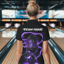 Load image into Gallery viewer, Custom Black Purple Thunder Lightning Lion Bowling Women Quarter-Zip Shirt, Team Uniform IPHW8802