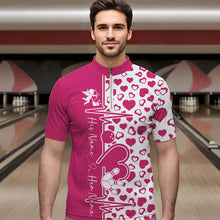 Load image into Gallery viewer, Pink Bowling Heartbeat Pulse Line Custom Valentines Day Bowling Quarter-Zip Shirts For Men IPHW8332