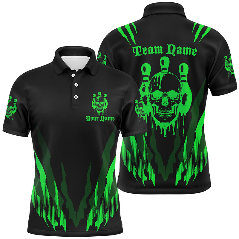 Custom Bowling Shirts For Men And Women, Multi-Color Bowling Pin Skull Team Shirts Tournament Jerseys IPHW6585