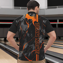 Load image into Gallery viewer, Custom Orange Strike Bowling Shirts Men Quarter Zip Camo Bowling Team Jerseys Bowling League IPHW5385