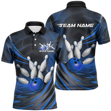 Load image into Gallery viewer, Blue Flame Custom Bowling Shirts For Men, Fire Bowling Team Uniform Bowling Tournament IPHW7679