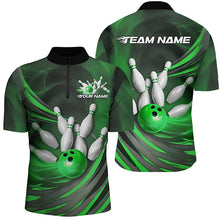 Load image into Gallery viewer, Green Flame Custom Bowling Shirts For Men, Fire Bowling Team Uniform Tournament IPHW7681